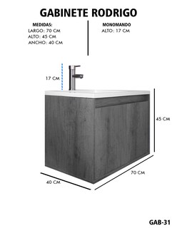 Foto 6 | Gabinete De Baño Rodrigo Con Lavabo Minimalista Con Llave