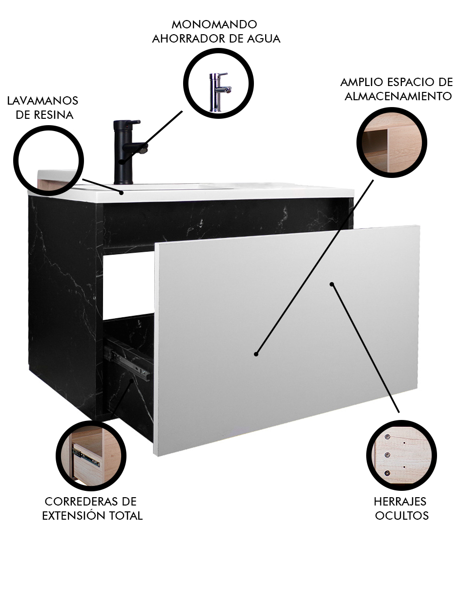 Foto 4 pulgar | Gabinete De Baño Turner Con Lavabo Con Llave Minimalista