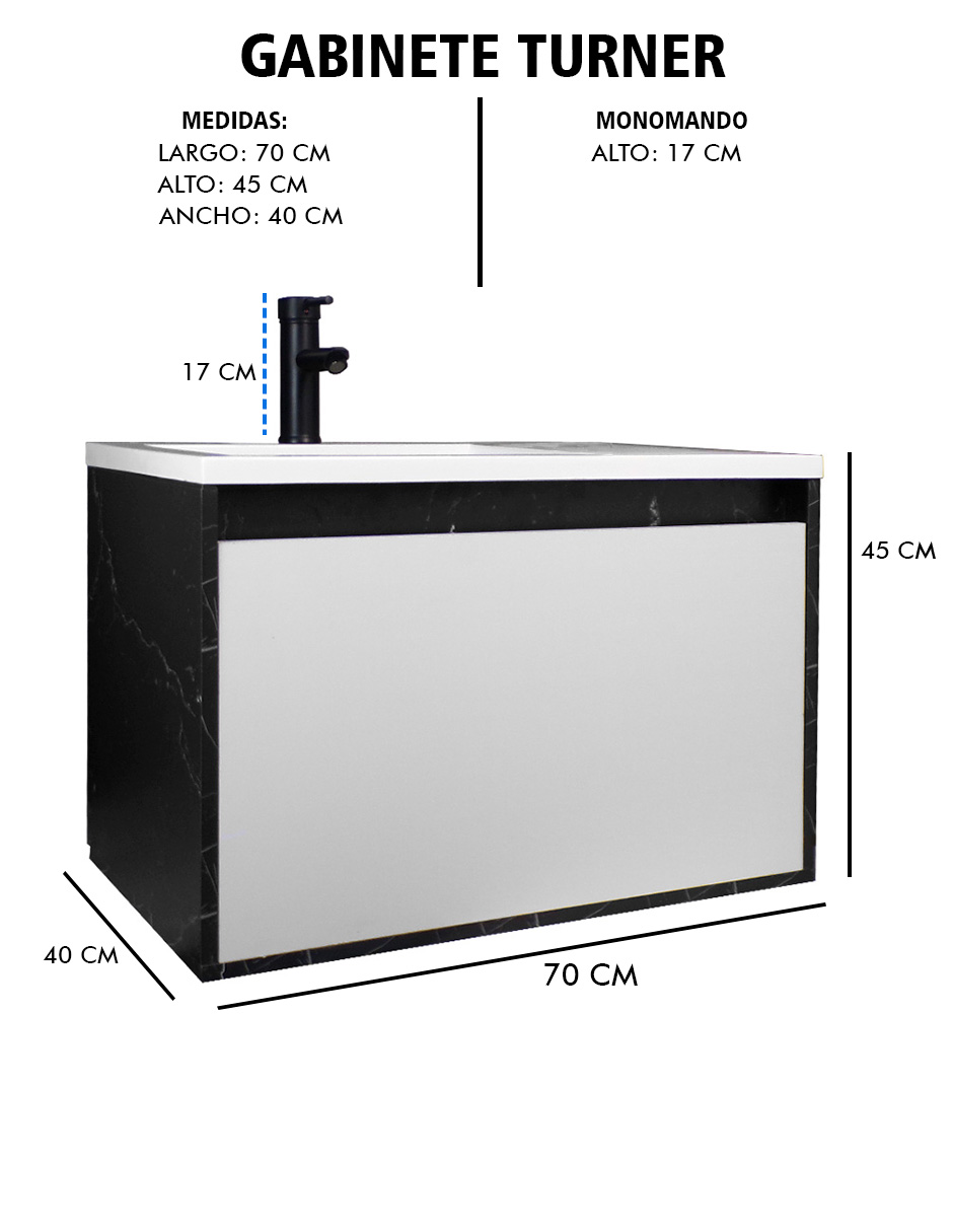 Foto 7 pulgar | Gabinete De Baño Turner Con Lavabo Con Llave Minimalista