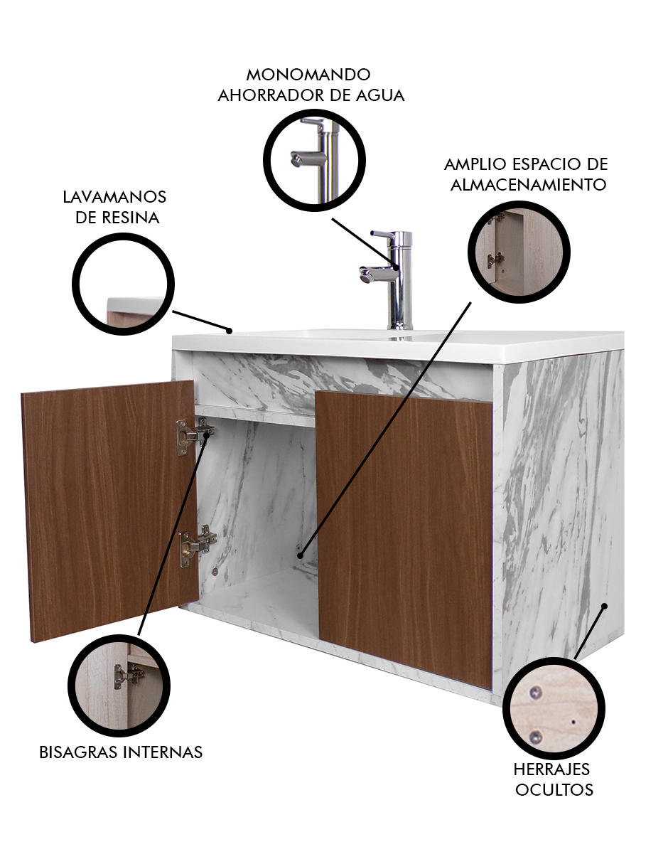 Foto 4 pulgar | Gabinete De Baño Rodrigo Con Lavabo Minimalista Con Llave