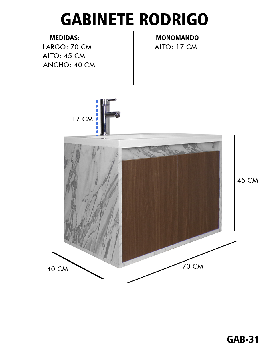 Foto 7 pulgar | Gabinete De Baño Rodrigo Con Lavabo Minimalista Con Llave