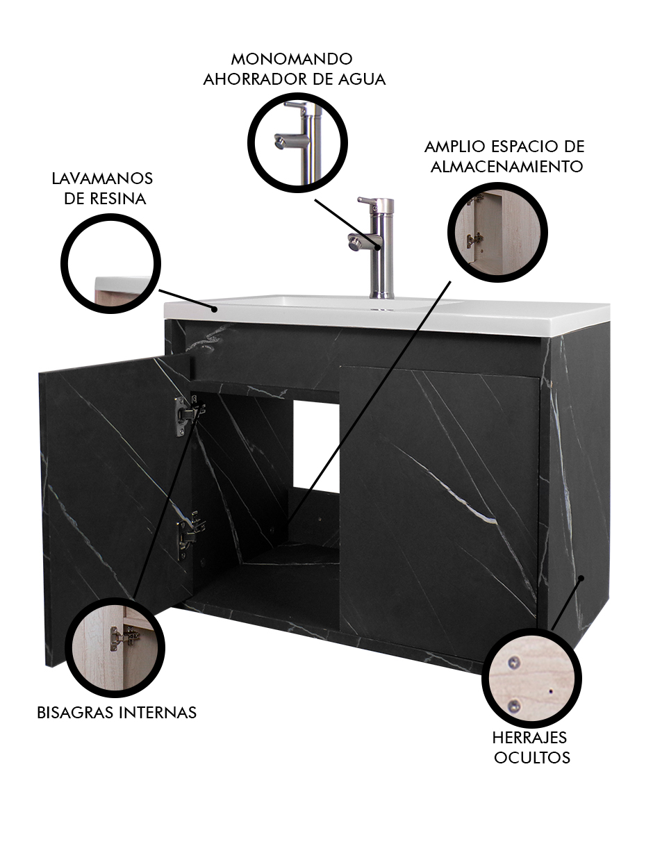 Foto 3 | Gabinete De Baño Rodrigo Con Lavabo Minimalista Con Llave