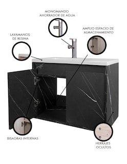 Foto 3 | Gabinete De Baño Rodrigo Con Lavabo Minimalista Con Llave