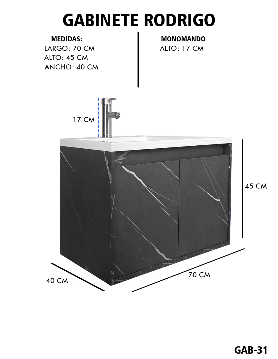 Foto 7 pulgar | Gabinete De Baño Rodrigo Con Lavabo Minimalista Con Llave