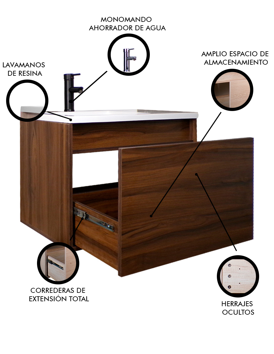 Foto 4 pulgar | Gabinete De Baño Turner Con Lavabo Con Llave Minimalista