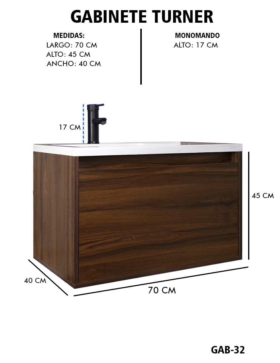 Foto 7 pulgar | Gabinete De Baño Turner Con Lavabo Con Llave Minimalista