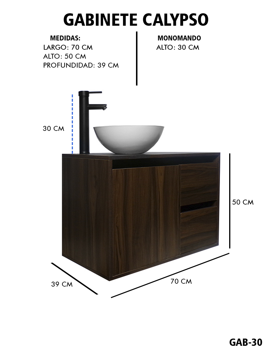 Foto 8 pulgar | Gabinete Para Baño  Calypso Ovalin Y Llave Minimalista, Gabinete Flotante Para Lavabo