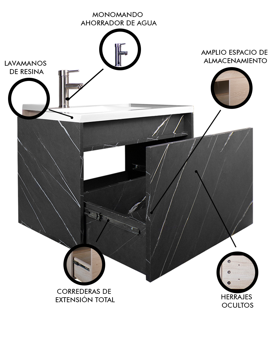 Foto 4 pulgar | Gabinete De Baño Turner Con Lavabo Con Llave Minimalista