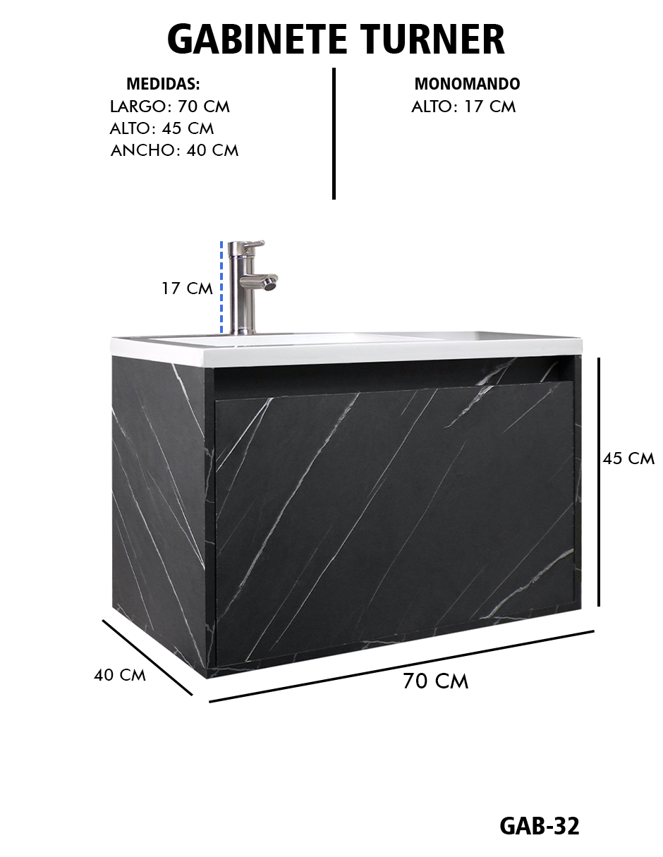 Foto 7 pulgar | Gabinete De Baño Turner Con Lavabo Con Llave Minimalista