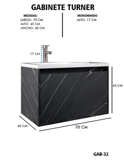 Foto 6 | Gabinete De Baño Turner Con Lavabo Con Llave Minimalista