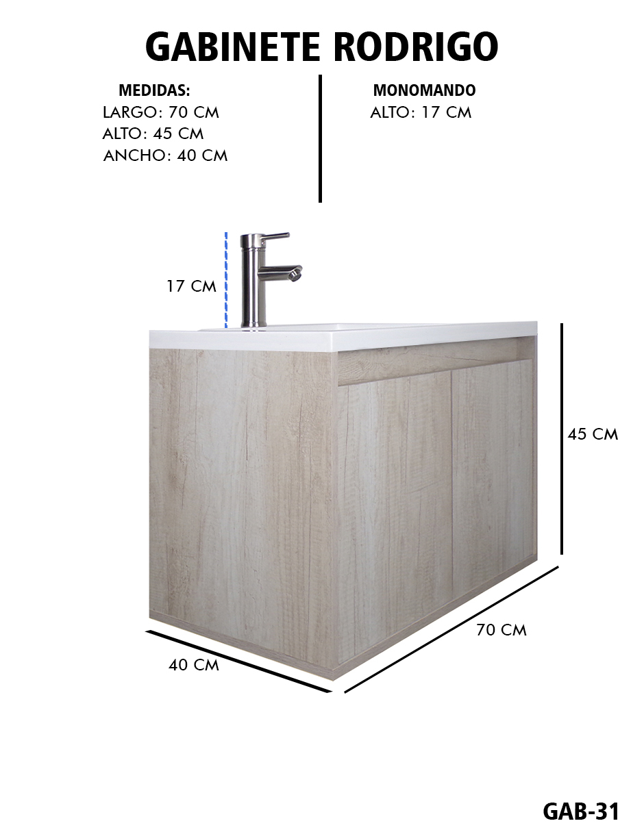 Foto 7 pulgar | Gabinete De Baño Rodrigo Con Lavabo Minimalista Con Llave