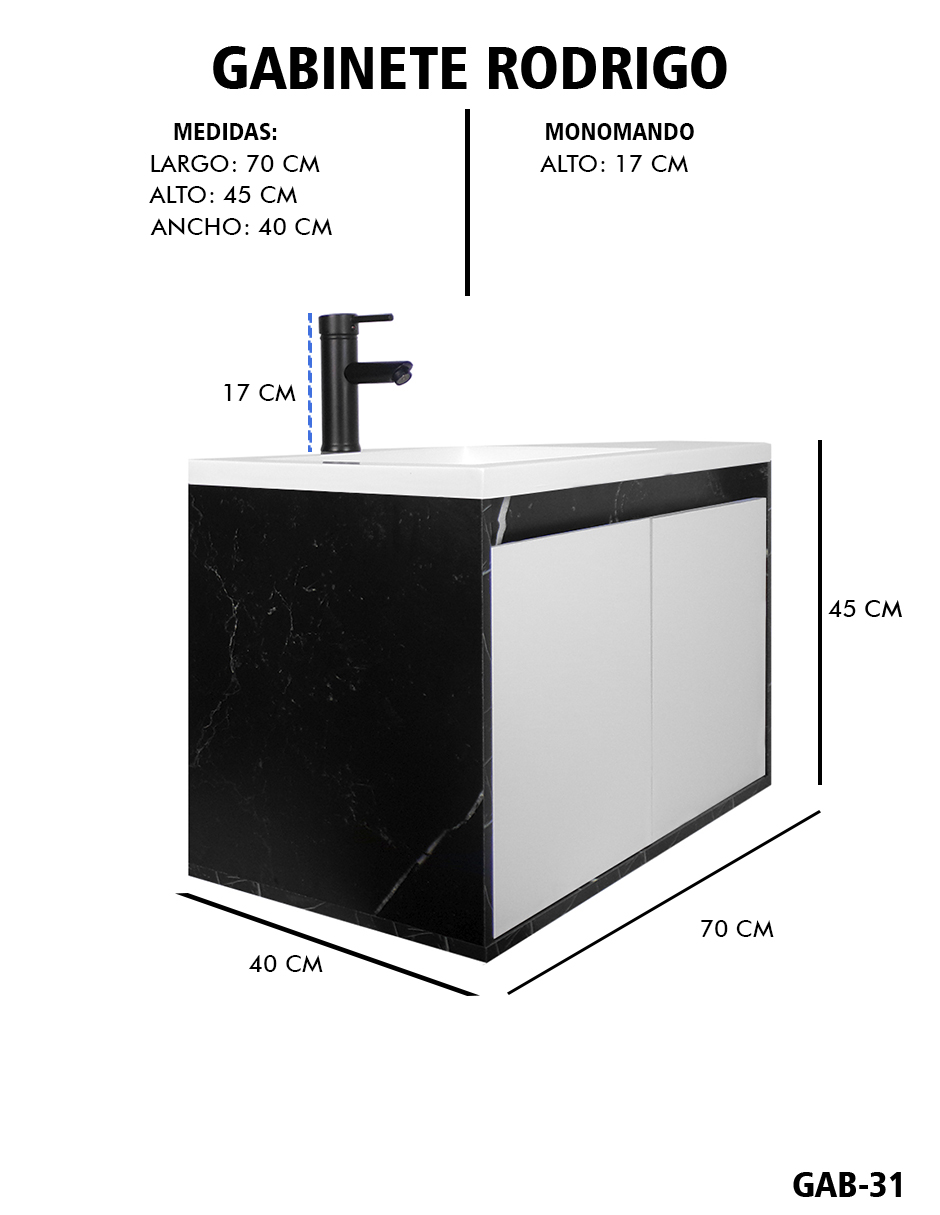 Foto 7 pulgar | Gabinete De Baño Rodrigo Con Lavabo Minimalista Con Llave