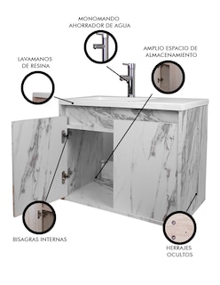 Foto 3 | Gabinete De Baño Rodrigo Con Lavabo Minimalista Con Llave