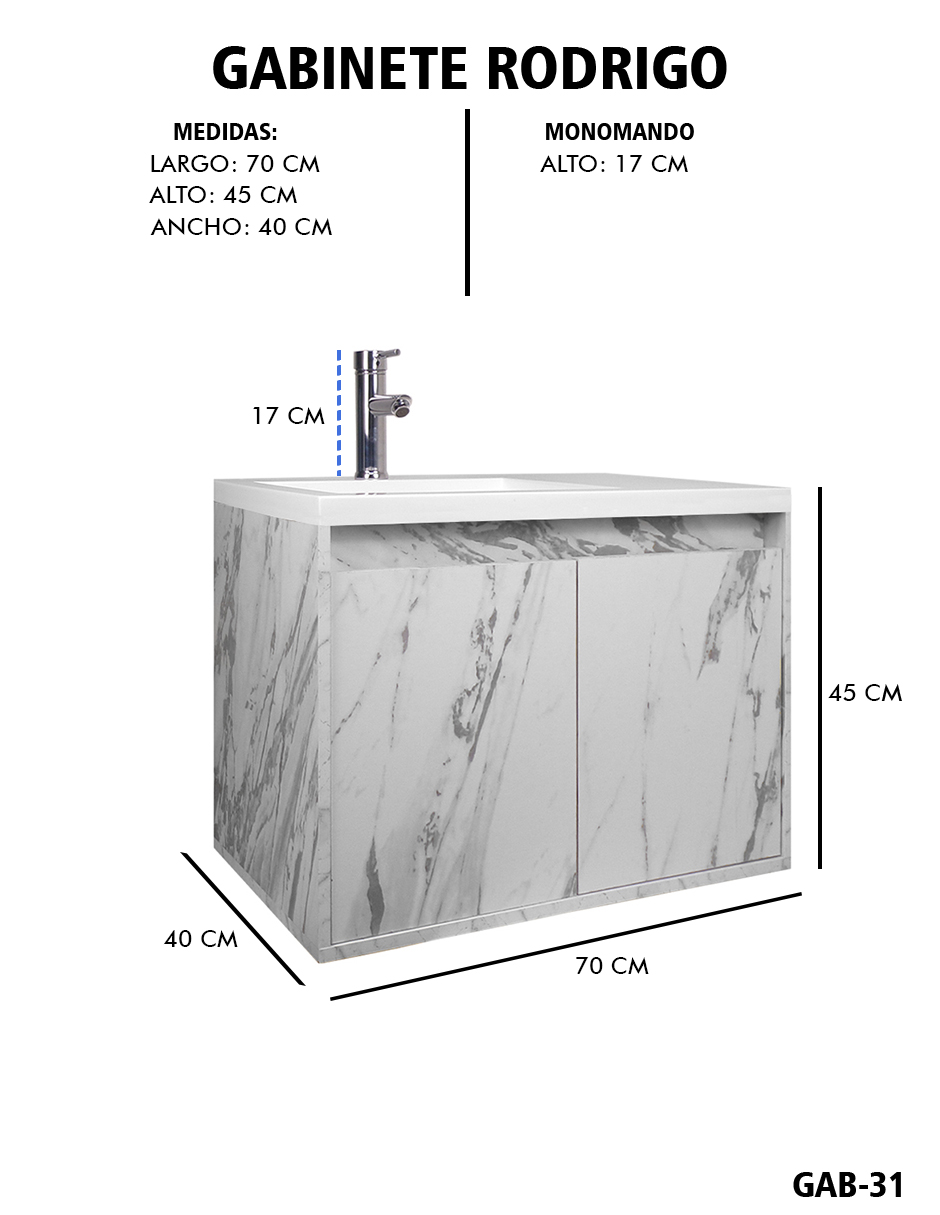 Foto 6 | Gabinete De Baño Rodrigo Con Lavabo Minimalista Con Llave