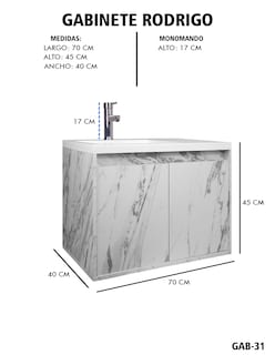 Foto 6 | Gabinete De Baño Rodrigo Con Lavabo Minimalista Con Llave