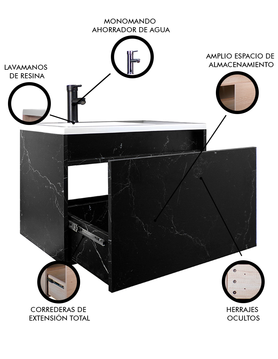 Foto 4 pulgar | Gabinete De Baño Turner Con Lavabo Con Llave Minimalista