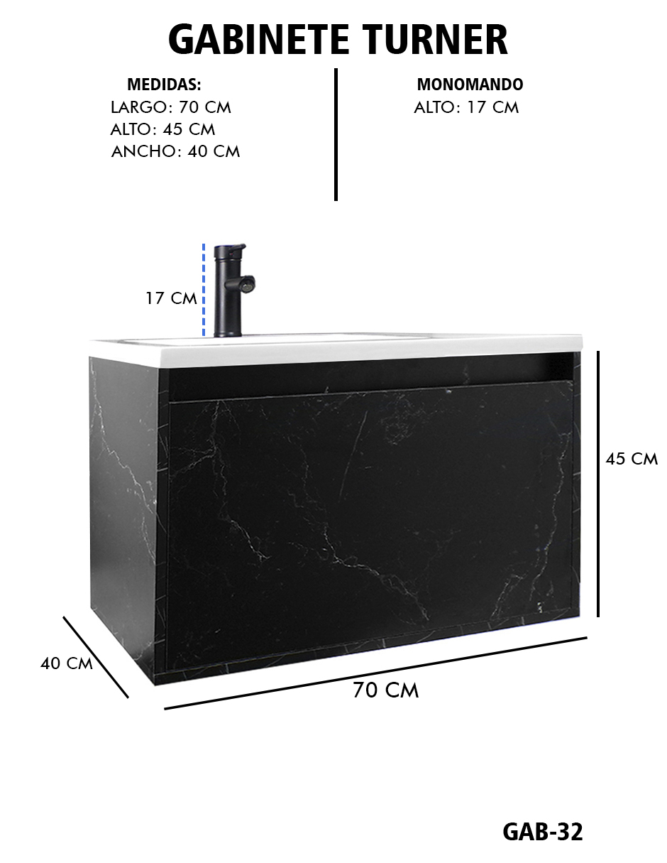 Foto 7 pulgar | Gabinete De Baño Turner Con Lavabo Con Llave Minimalista