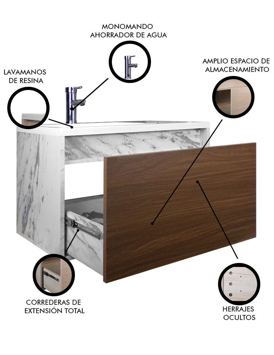 Foto 4 pulgar | Gabinete De Baño Turner Con Lavabo Con Llave Minimalista