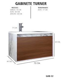 Foto 6 | Gabinete De Baño Turner Con Lavabo Con Llave Minimalista
