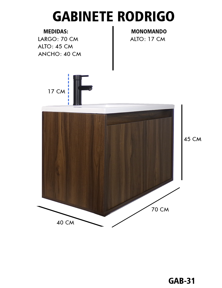 Foto 7 pulgar | Gabinete De Baño Rodrigo Con Lavabo Minimalista Con Llave