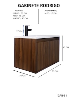 Foto 6 | Gabinete De Baño Rodrigo Con Lavabo Minimalista Con Llave
