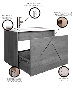 Foto 3 | Gabinete De Baño Turner Con Lavabo Con Llave Minimalista