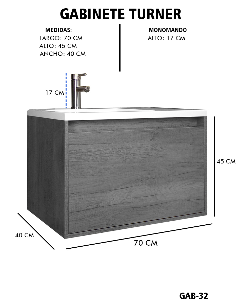 Foto 7 pulgar | Gabinete De Baño Turner Con Lavabo Con Llave Minimalista