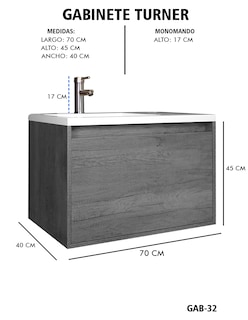 Foto 6 | Gabinete De Baño Turner Con Lavabo Con Llave Minimalista