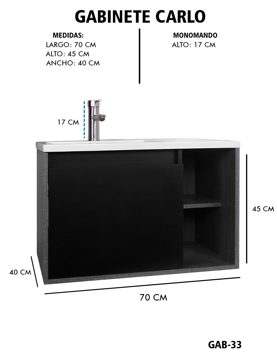 Foto 5 pulgar | Gabinete De Baño Carlo Con Lavabo Y Monomando Minimalista