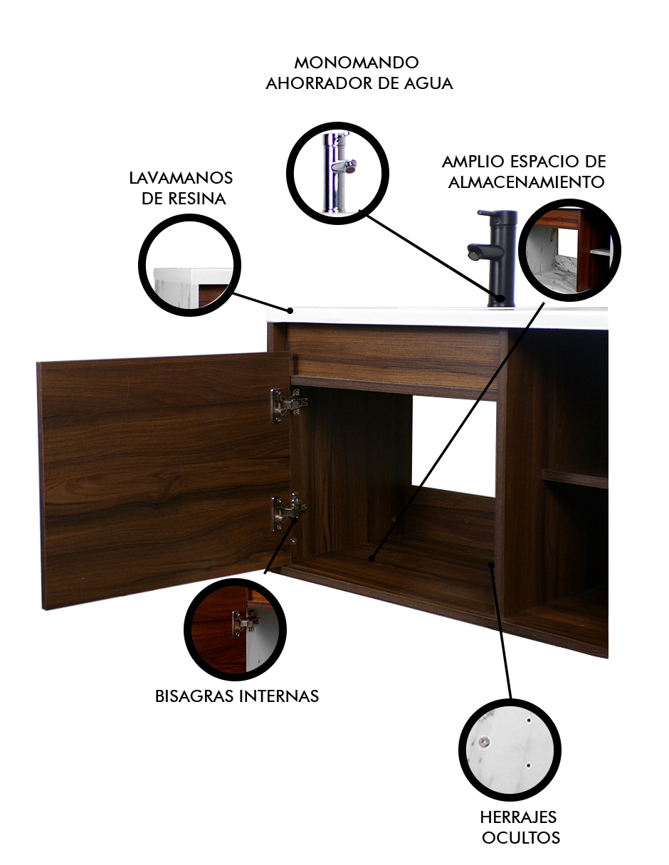 Foto 3 | Gabinete De Baño Carlo Con Lavabo Y Monomando Minimalista