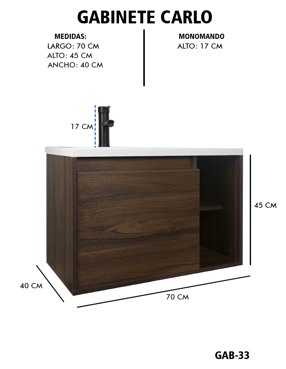 Foto 5 pulgar | Gabinete De Baño Carlo Con Lavabo Y Monomando Minimalista