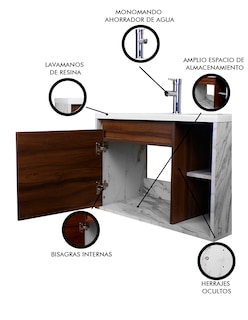 Foto 3 | Gabinete De Baño Carlo Con Lavabo Y Monomando Minimalista