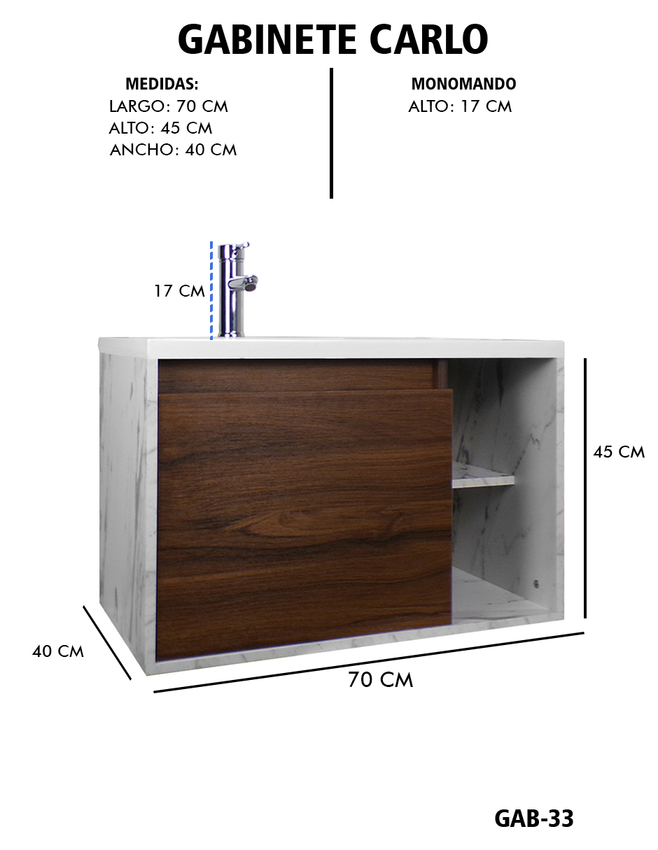 Foto 5 pulgar | Gabinete De Baño Carlo Con Lavabo Y Monomando Minimalista
