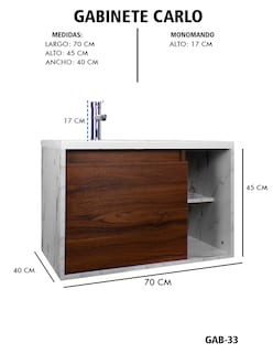 Foto 4 | Gabinete De Baño Carlo Con Lavabo Y Monomando Minimalista