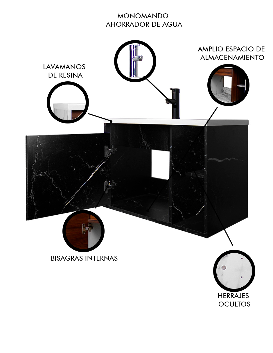 Foto 3 | Gabinete De Baño Carlo Con Lavabo Y Monomando Minimalista