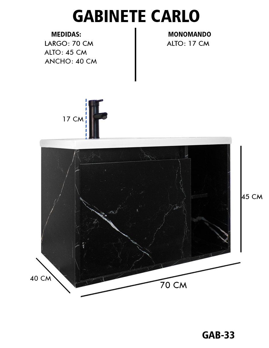 Foto 5 pulgar | Gabinete De Baño Carlo Con Lavabo Y Monomando Minimalista