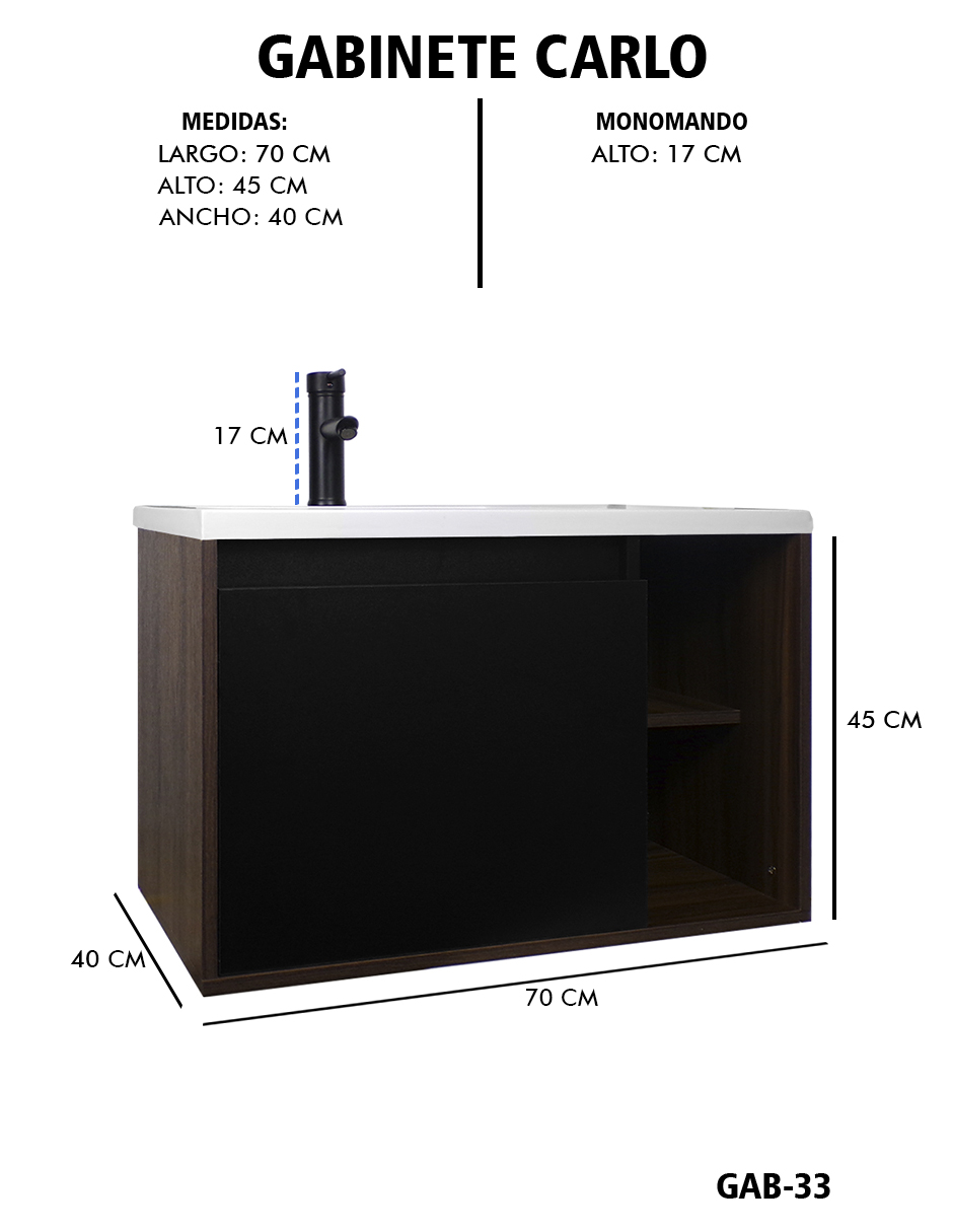 Foto 5 pulgar | Gabinete De Baño Carlo Con Lavabo Y Monomando Minimalista