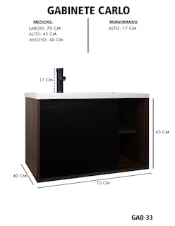 Foto 4 | Gabinete De Baño Carlo Con Lavabo Y Monomando Minimalista