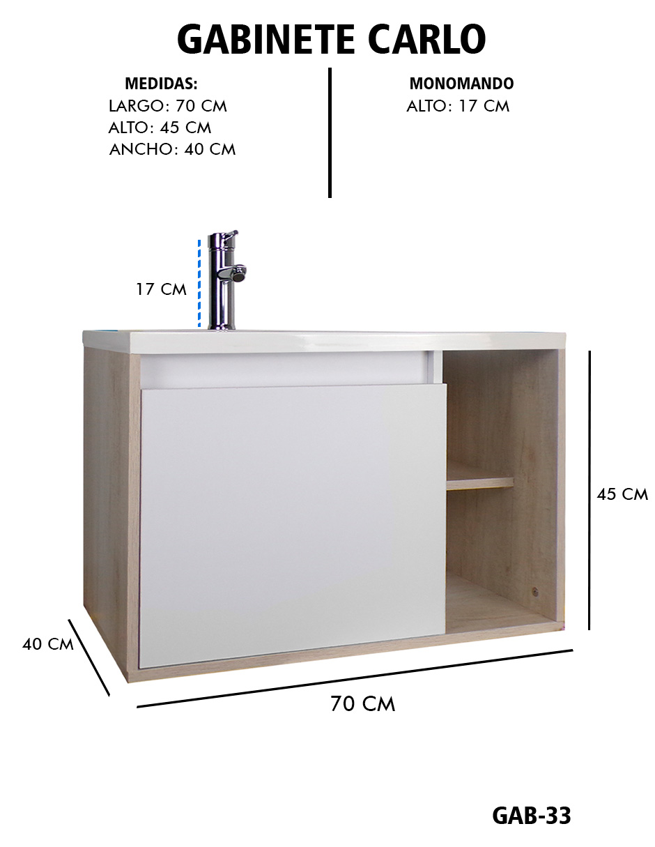 Foto 5 pulgar | Gabinete De Baño Carlo Con Lavabo Y Monomando Minimalista