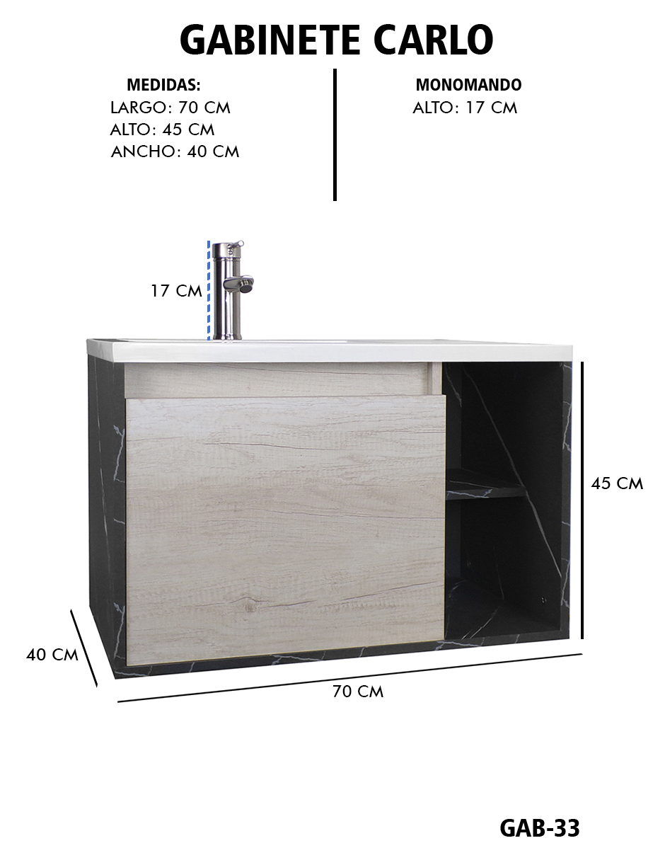 Foto 5 | Gabinete De Baño Carlo Con Lavabo Y Monomando Minimalista