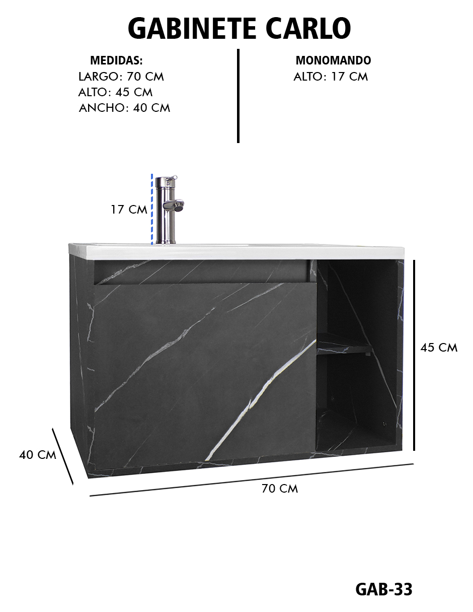 Foto 6 pulgar | Gabinete De Baño Carlo Con Lavabo Y Monomando Minimalista