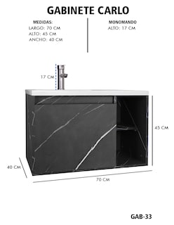 Foto 5 | Gabinete De Baño Carlo Con Lavabo Y Monomando Minimalista