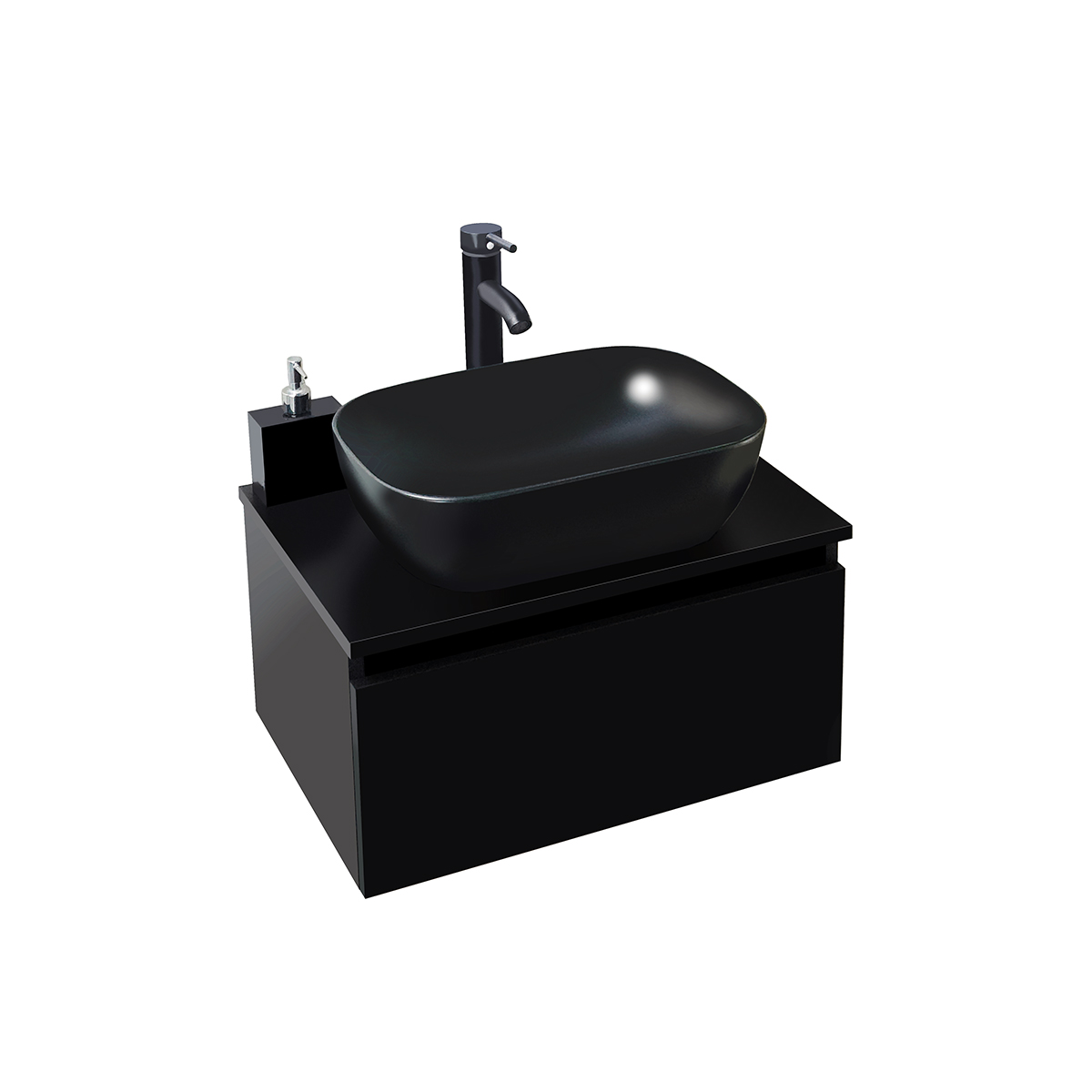 Foto 2 pulgar | Esatto Mueble Moderno Para Baño Astra Negro Con Lavabo Negro Llave Negra Desagües Listo Para Instalar