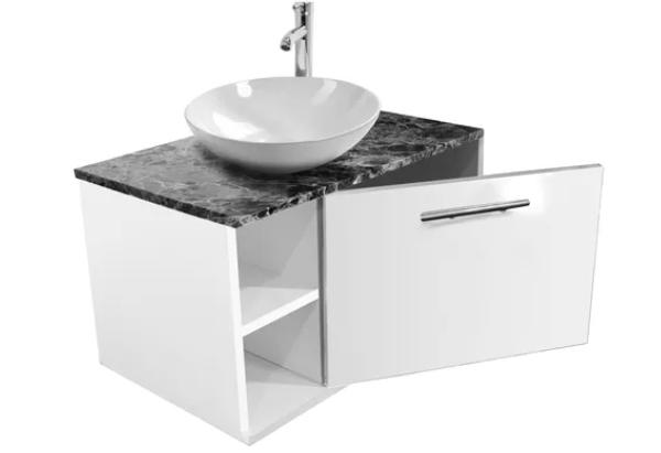 Foto 2 pulgar | Gabinete Baño Ovalin Tipo Marmol Vinil Metalico Blanco