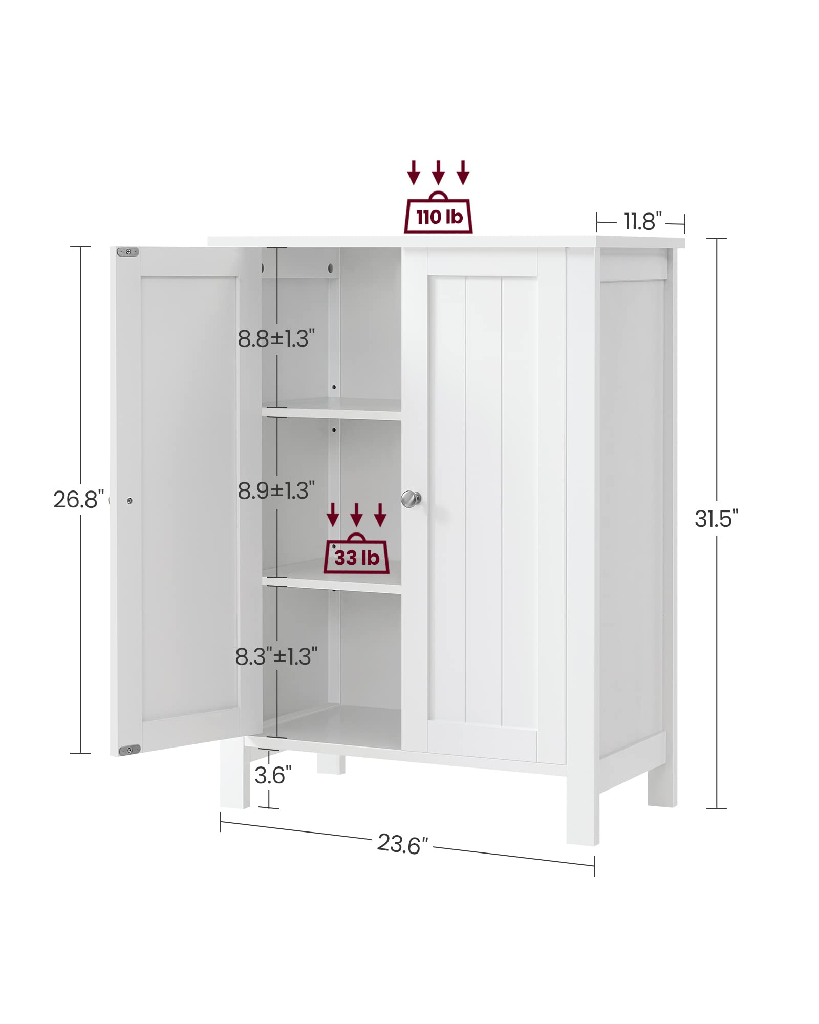 Foto 5 pulgar | Armario De Almacenamiento Vasagle Para Baño Con 2 Estantes Ajustables