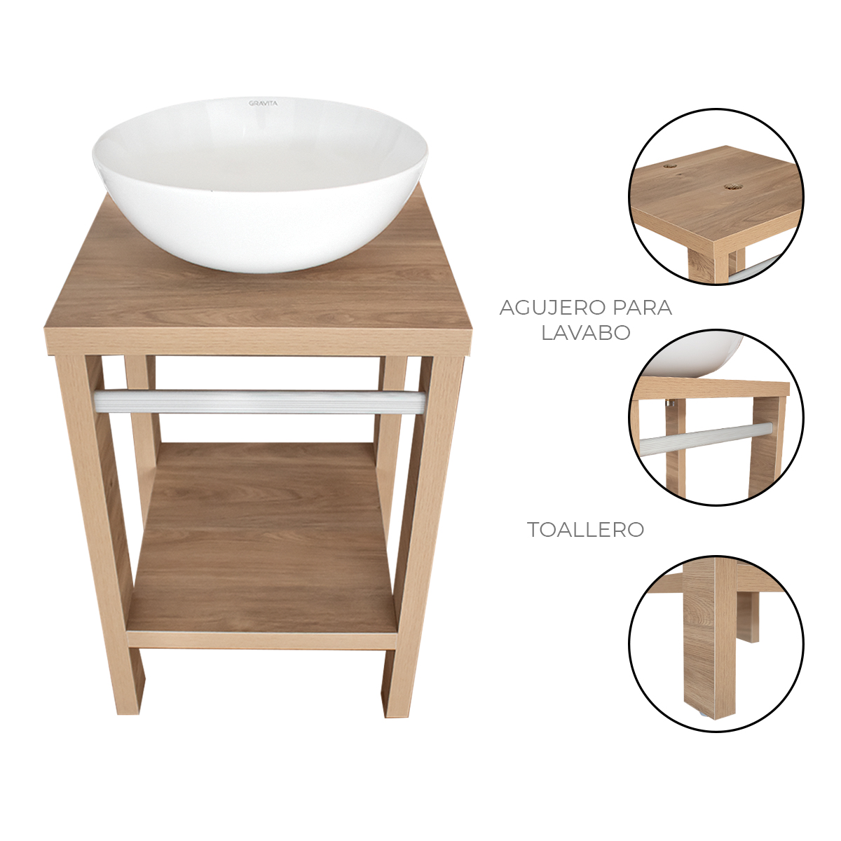 Foto 6 pulgar | Mueble para Baño Con Lavabo de Cerámica Gravita