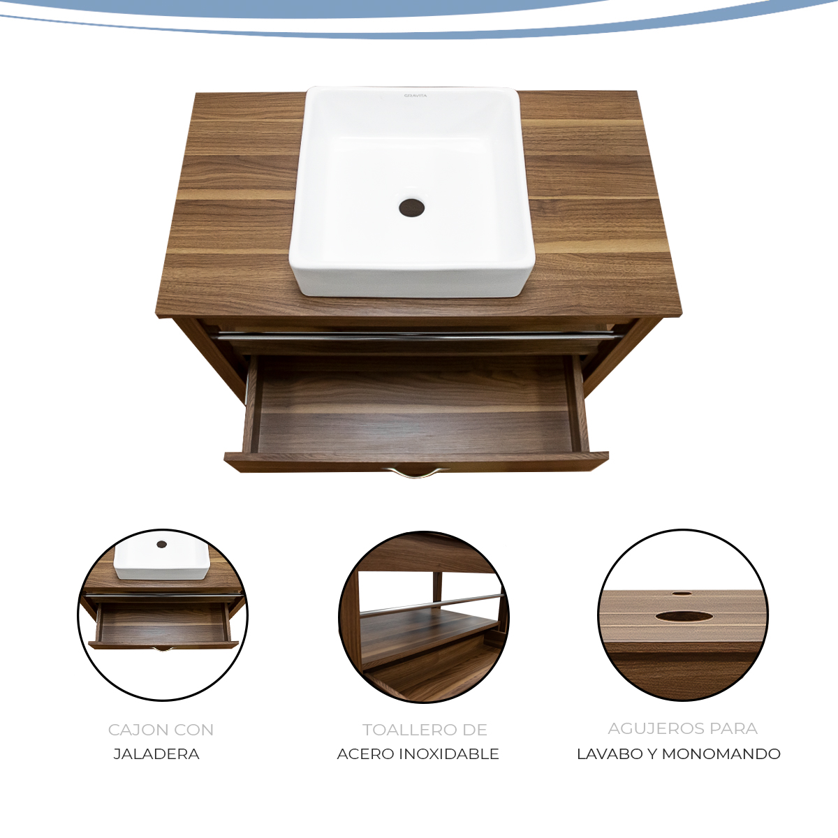 Foto 7 pulgar | Mueble para Baño con Lavabo De Cerámica Gravita