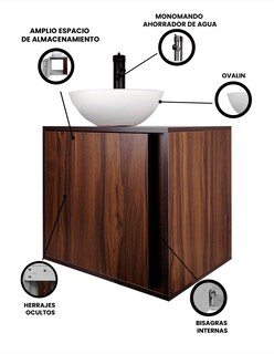 Foto 3 | Gabinete Para Baño Mia Con Ovalin Y Llave Minimalista
