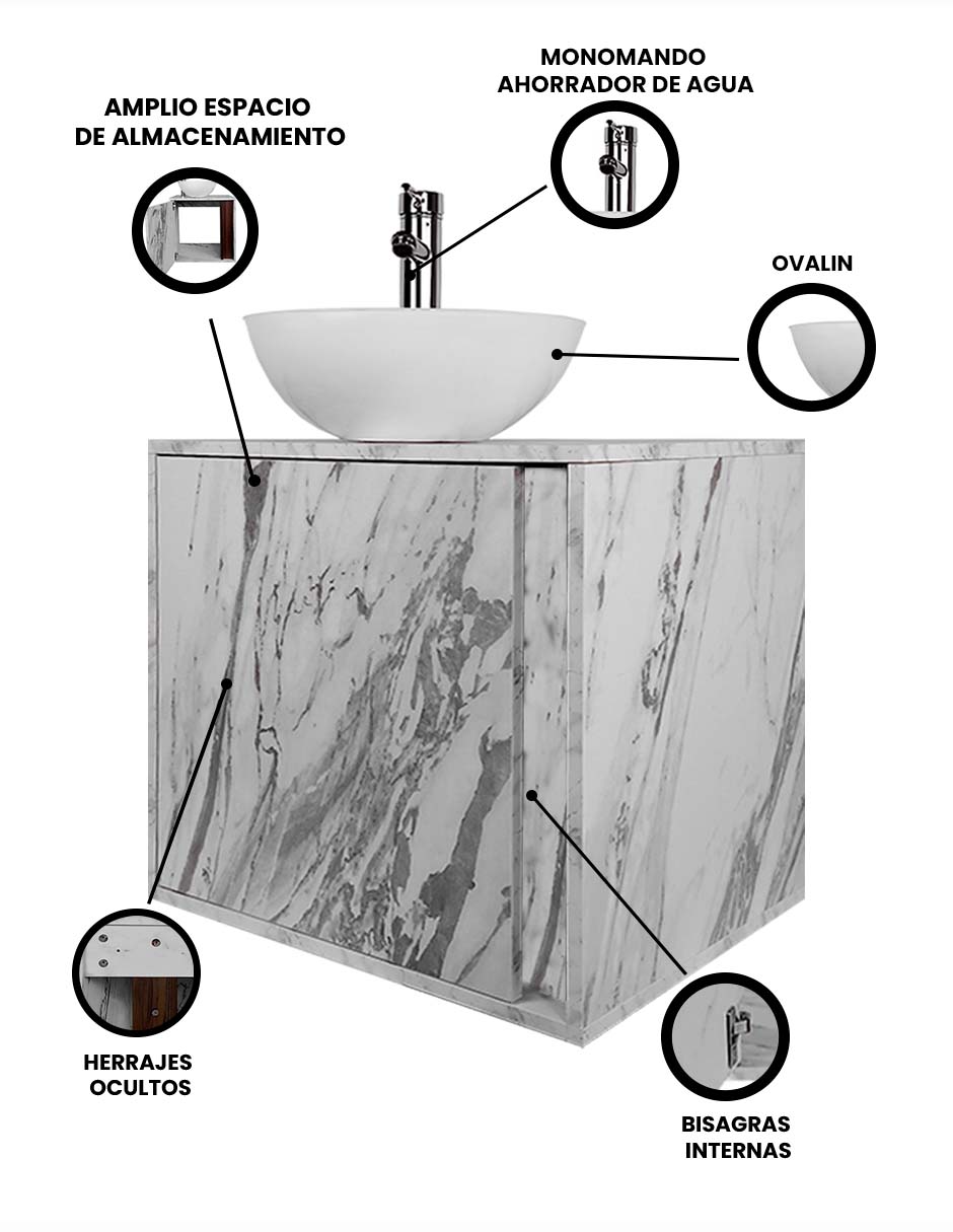 Foto 4 pulgar | Gabinete Para Baño Mia Con Ovalin Y Llave Minimalista
