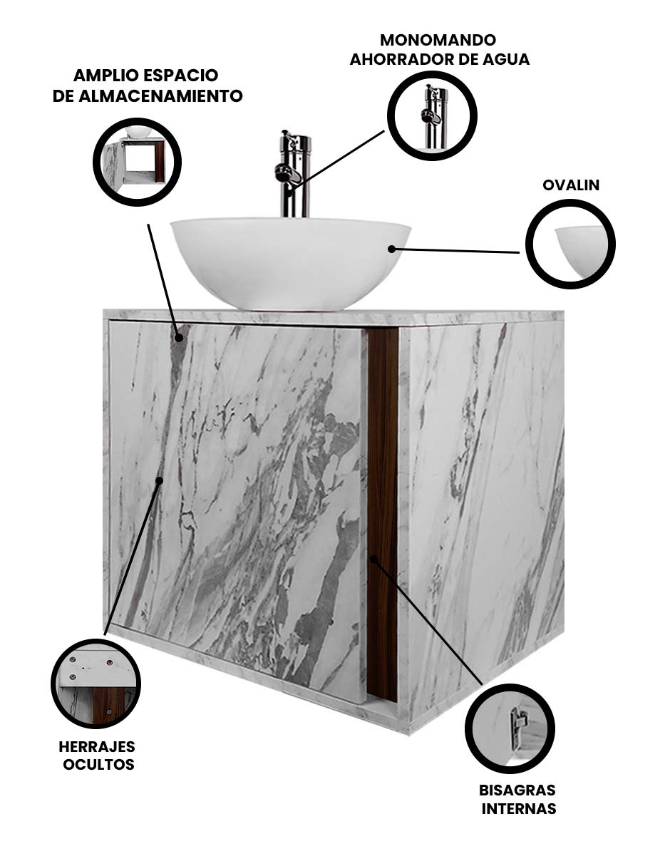 Foto 4 pulgar | Gabinete Para Baño Mia Con Ovalin Y Llave Minimalista